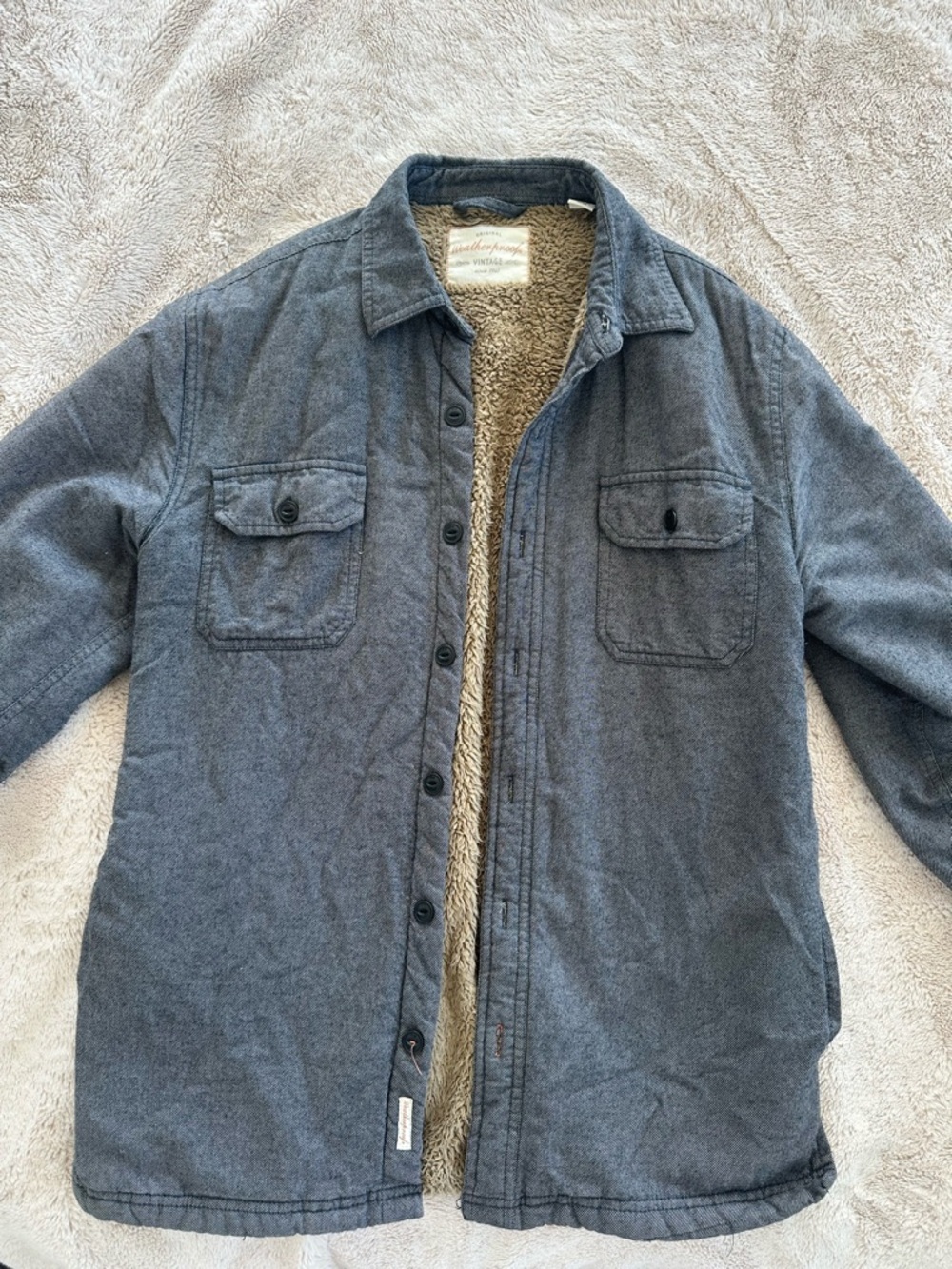 Men's Sherpa-Lined Jacket - Gray SMALL